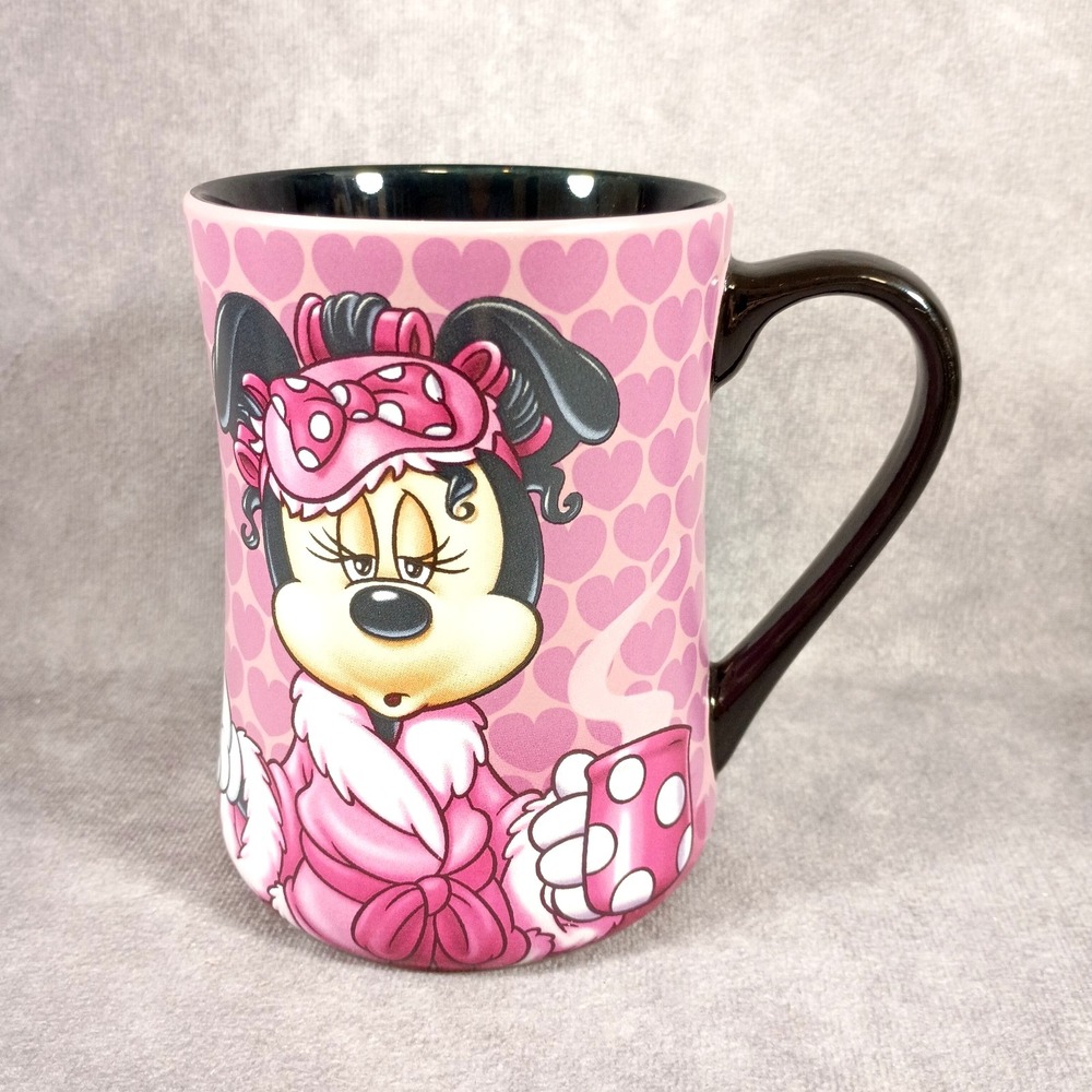 Disney Parks Minnie Mouse "Mornings Aren't Pretty" Pink Coffee Tea Mug Cup 16oz